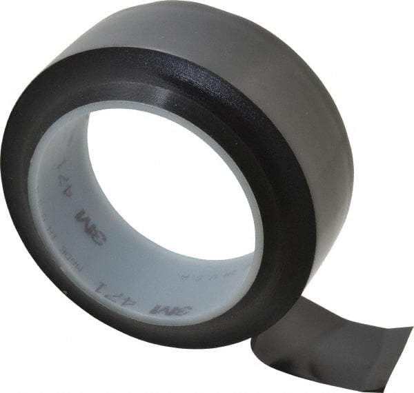 3M - Black Solid Color Vinyl Tape - 1-1/2" Wide x 108' Long x 5.2 mil Thick, General Traffic - Americas Industrial Supply