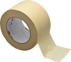 3M - 3" Wide x 60 Yd Long Tan Paper Masking Tape - Series 2308, 5.3 mil Thick, 22 In/Lb Tensile Strength - Americas Industrial Supply