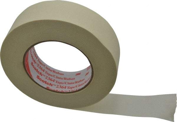 3M - 1-1/2" Wide x 60 Yd Long Tan Paper Masking Tape - Series 2364, 6.5 mil Thick, 24 In/Lb Tensile Strength - Americas Industrial Supply