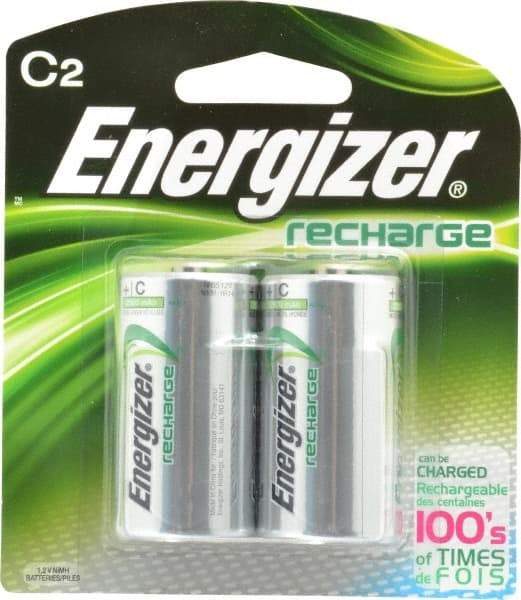 Energizer - Size C, NiMH, 2 Pack, Standard Battery - 1.2 Volts, Flat Terminal, ANSI Regulated - Americas Industrial Supply