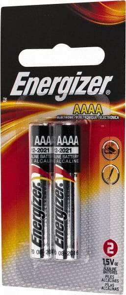 Energizer - Size AAAA, Alkaline, 2 Pack, Standard Battery - 1.5 Volts, Flat Terminal, LR61, LR8D425, ANSI, IEC Regulated - Americas Industrial Supply