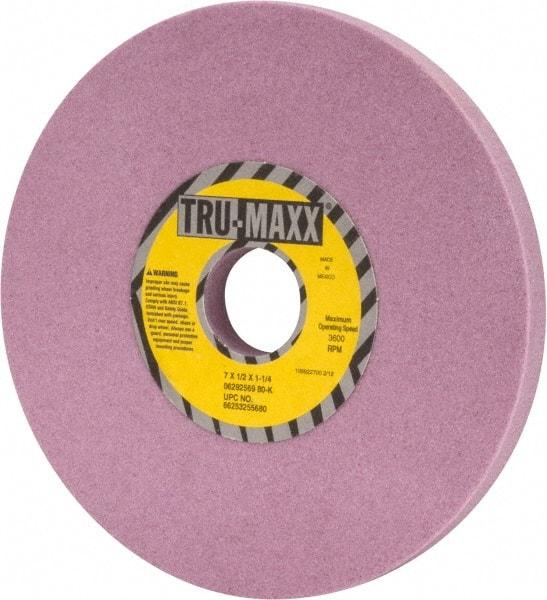 Tru-Maxx - 7" Diam x 1-1/4" Hole x 1/2" Thick, K Hardness, 80 Grit Surface Grinding Wheel - Aluminum Oxide, Type 1, Medium Grade, 3,600 Max RPM, Vitrified Bond, No Recess - Americas Industrial Supply