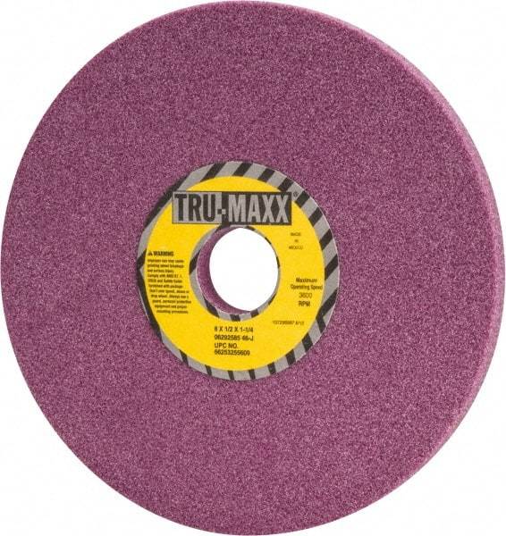 Tru-Maxx - 8" Diam x 1-1/4" Hole x 1/2" Thick, J Hardness, 46 Grit Surface Grinding Wheel - Aluminum Oxide, Type 1, Coarse Grade, 3,600 Max RPM, Vitrified Bond, No Recess - Americas Industrial Supply