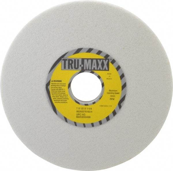 Tru-Maxx - 7" Diam x 1-1/4" Hole x 1/2" Thick, H Hardness, 60 Grit Surface Grinding Wheel - Aluminum Oxide, Type 1, Medium Grade, 3,600 Max RPM, Vitrified Bond, No Recess - Americas Industrial Supply