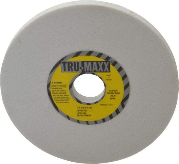 Tru-Maxx - 7" Diam x 1-1/4" Hole x 1/2" Thick, I Hardness, 80 Grit Surface Grinding Wheel - Aluminum Oxide, Type 1, Medium Grade, 3,600 Max RPM, Vitrified Bond, No Recess - Americas Industrial Supply