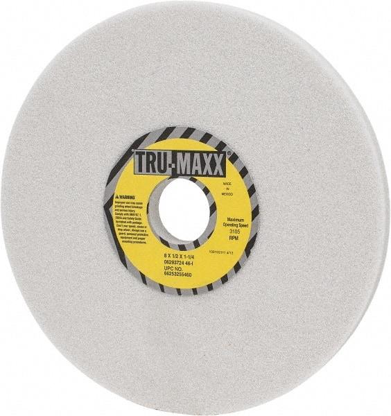 Tru-Maxx - 8" Diam x 1-1/4" Hole x 1/2" Thick, I Hardness, 46 Grit Surface Grinding Wheel - Aluminum Oxide, Type 1, Coarse Grade, 3,105 Max RPM, Vitrified Bond, No Recess - Americas Industrial Supply
