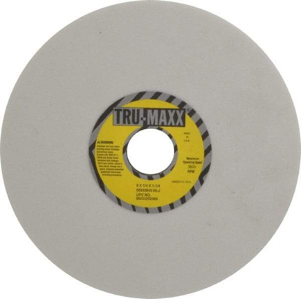 Tru-Maxx - 8" Diam x 1-1/4" Hole x 1/4" Thick, J Hardness, 60 Grit Surface Grinding Wheel - Aluminum Oxide, Type 1, Medium Grade, 3,600 Max RPM, Vitrified Bond, No Recess - Americas Industrial Supply