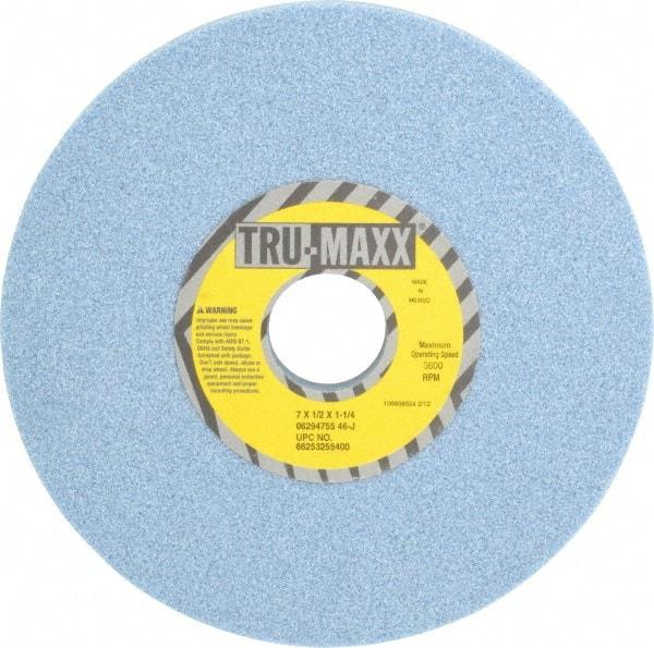Tru-Maxx - 7" Diam x 1-1/4" Hole x 1/2" Thick, J Hardness, 46 Grit Surface Grinding Wheel - Ceramic, Type 1, Coarse Grade, 3,600 Max RPM, Vitrified Bond, No Recess - Americas Industrial Supply