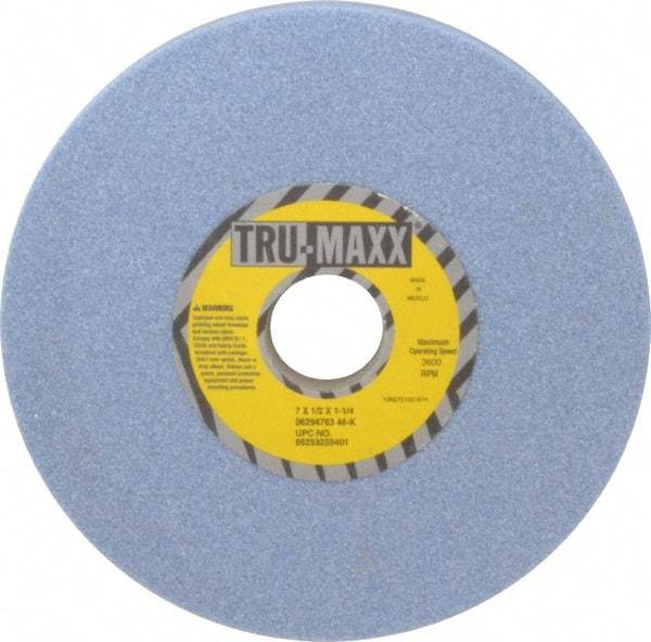Tru-Maxx - 7" Diam x 1-1/4" Hole x 1/2" Thick, K Hardness, 46 Grit Surface Grinding Wheel - Ceramic, Type 1, Coarse Grade, 3,600 Max RPM, Vitrified Bond, No Recess - Americas Industrial Supply