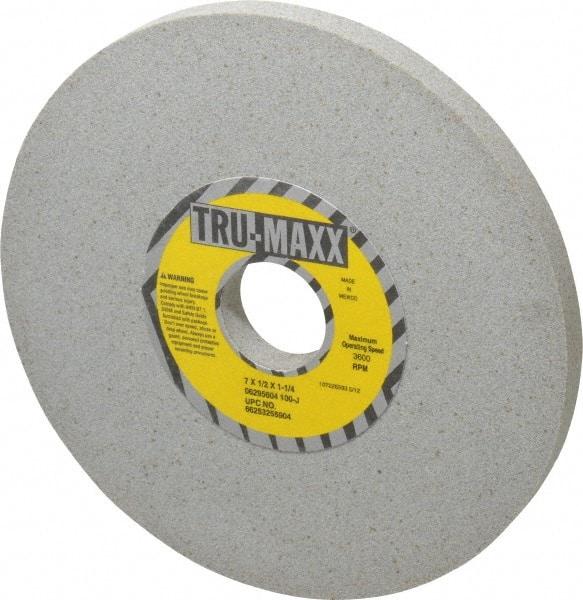 Tru-Maxx - 7" Diam x 1-1/4" Hole x 1/2" Thick, J Hardness, 100 Grit Surface Grinding Wheel - Aluminum Oxide, Type 1, Fine Grade, 3,600 Max RPM, Vitrified Bond, No Recess - Americas Industrial Supply