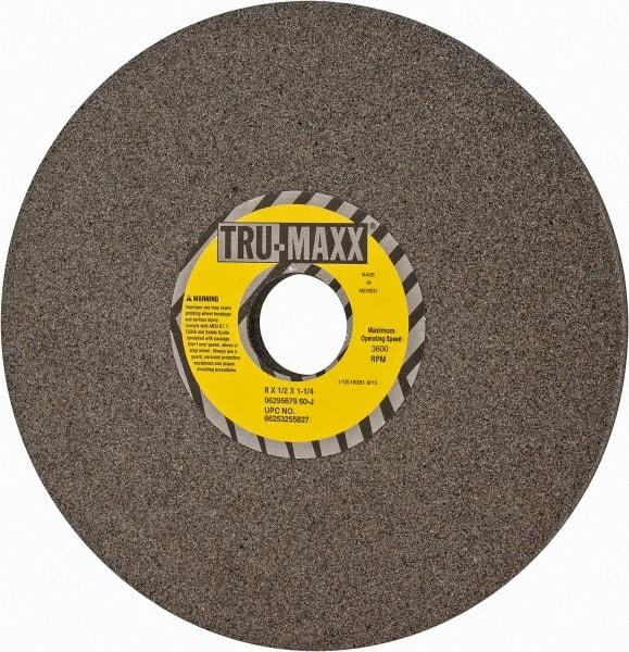Tru-Maxx - 8" Diam x 1-1/4" Hole x 1/2" Thick, J Hardness, 60 Grit Surface Grinding Wheel - Aluminum Oxide, Type 1, Medium Grade, 3,600 Max RPM, Vitrified Bond, No Recess - Americas Industrial Supply