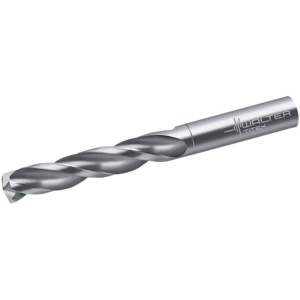 Walter-Titex - 10.2mm 150° Spiral Flute Solid Carbide Screw Machine Drill Bit - Bright Finish, Right Hand Cut, 55mm Flute Length, 89mm OAL, Maximiza Point, Straight Shank - Americas Industrial Supply