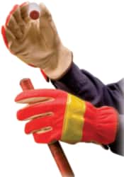 PRO-SAFE - Size S (7) Grain Pigskin General Protection Work Gloves - For General Purpose, Uncoated, Slip-On Cuff, Full Fingered, Orange, Paired - Americas Industrial Supply