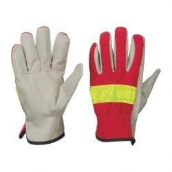 PRO-SAFE - Size M (8) Grain Pigskin General Protection Work Gloves - For General Purpose, Uncoated, Slip-On Cuff, Full Fingered, Orange, Paired - Americas Industrial Supply