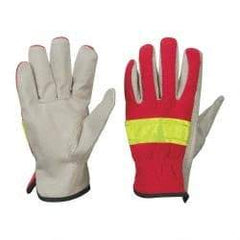PRO-SAFE - Size M (8) Grain Pigskin General Protection Work Gloves - For General Purpose, Uncoated, Slip-On Cuff, Full Fingered, Orange, Paired - Americas Industrial Supply