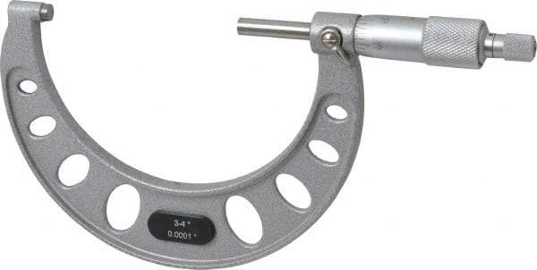 Value Collection - 3 to 4" Range, 0.0001" Graduation, Mechanical Outside Micrometer - Ratchet Stop Thimble, Accurate to 0.0001" - Americas Industrial Supply