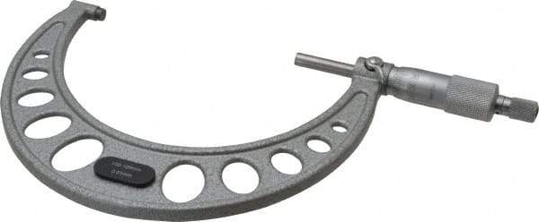 Value Collection - 100 to 125mm Range, 0.01mm Graduation, Mechanical Outside Micrometer - Ratchet Stop Thimble, Accurate to 0.006mm - Americas Industrial Supply
