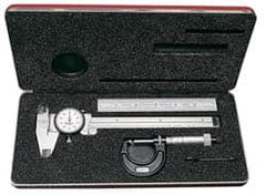 Starrett - 4 Piece, Machinist Caliper and Micrometer Tool Kit - 0 to 6 Inch Caliper, 0 to 1 Inch Micrometer - Americas Industrial Supply