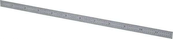 Starrett - 12" Long, 1/64, 1/32, 1/16, 1/8" Graduation, Flexible Steel Rule - 4R Graduation Style, 1/2" Wide, Silver, Satin Chrome Finish - Americas Industrial Supply