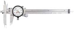 Starrett - 0" to 6" Range, 0.001" Graduation, 0.1" per Revolution, Dial Caliper - White Face, 3-1/2" Jaw Length, Accurate to 0.0010" - Americas Industrial Supply