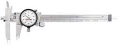 Starrett - 0" to 6" Range, 0.001" Graduation, 0.1" per Revolution, Dial Caliper - White Face, 3-1/2" Jaw Length, Accurate to 0.0010" - Americas Industrial Supply