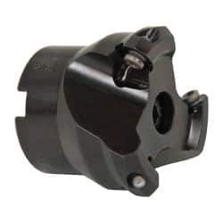 Seco - 1.57" Cut Diam, 1/2" Arbor Hole, 0.138" Max Depth of Cut, 43° Indexable Chamfer & Angle Face Mill - 3 Inserts, OF.. 05T305 Insert, Right Hand Cut, 3 Flutes, Series R220.43 - Americas Industrial Supply