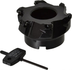 Seco - 3.15" Cut Diam, 1" Arbor Hole, 0.138" Max Depth of Cut, 43° Indexable Chamfer & Angle Face Mill - 6 Inserts, OF.. 05T305 Insert, Right Hand Cut, 6 Flutes, Series R220.43 - Americas Industrial Supply