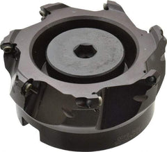 Seco - 3.94" Cut Diam, 1-1/2" Arbor Hole, 0.138" Max Depth of Cut, 43° Indexable Chamfer & Angle Face Mill - 7 Inserts, OF.. 05T305 Insert, Right Hand Cut, 7 Flutes, Series R220.43 - Americas Industrial Supply
