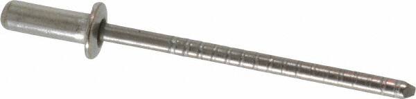 RivetKing - Size 43 Dome Head Stainless Steel Closed End Sealing Blind Rivet - Stainless Steel Mandrel, 0.126" to 0.187" Grip, 1/4" Head Diam, 0.129" to 0.133" Hole Diam, 0.422" Length Under Head, 1/8" Body Diam - Americas Industrial Supply