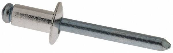 RivetKing - Size 84 Dome Head Aluminum Open End Blind Rivet - Steel Mandrel, 0.02" to 1/4" Grip, 1/2" Head Diam, 0.257" to 0.261" Hole Diam, 1/2" Length Under Head, 1/4" Body Diam - Americas Industrial Supply