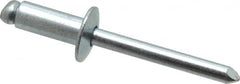 RivetKing - Size 86 Dome Head Steel Open End Blind Rivet - Steel Mandrel, 0.251" to 3/8" Grip, 1/2" Head Diam, 0.257" to 0.261" Hole Diam, 5/8" Length Under Head, 1/4" Body Diam - Americas Industrial Supply