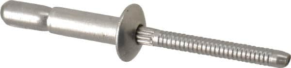 RivetKing - Size 67 Dome Head Stainless Steel Structural with Locking Stem Blind Rivet - Stainless Steel Mandrel, 0.214" to 0.437" Grip, 0.385" Head Diam, 0.194" to 0.204" Hole Diam, 0.572" Length Under Head, 3/16" Body Diam - Americas Industrial Supply