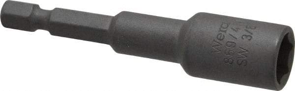 Wera - 3/8" Magnetic Nutsetter - 1/4" Hex Drive, 2-1/2" OAL, 9/16" Socket Nose Diam - Americas Industrial Supply