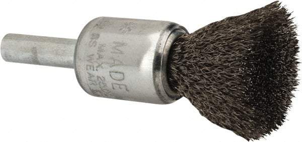 Anderson - 1/2" Brush Diam, Crimped, End Brush - 1/4" Diam Shank, 25,000 Max RPM - Americas Industrial Supply