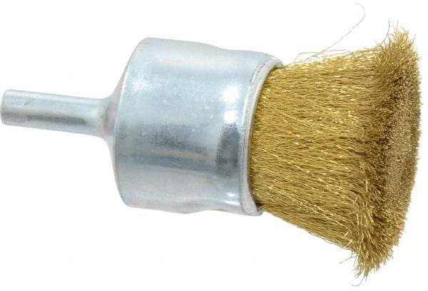 Anderson - 1" Brush Diam, Crimped, End Brush - 1/4" Diam Shank, 20,000 Max RPM - Americas Industrial Supply