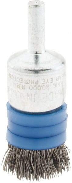 Anderson - 3/4" Brush Diam, Crimped, Flared End Brush - 1/4" Diam Shank, 20,000 Max RPM - Americas Industrial Supply