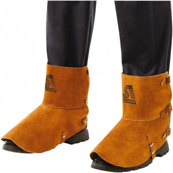 Steiner - Men's 7 General Purpose Spats - 5" High, Plain Toe, Leather Upper, Brown, Adjustable Leather Strap - Americas Industrial Supply