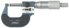 Fowler - Mechanical, 0 to 1 Inch Measurement, Digital Counter, Baked Enamel Frame, Satin Chrome Graduations, Carbide Face Ball Anvil Micrometer - Accuracy up to 0.0002 Inch, 0.0001 Inch Graduation, Ratchet Stop Thimble - Americas Industrial Supply