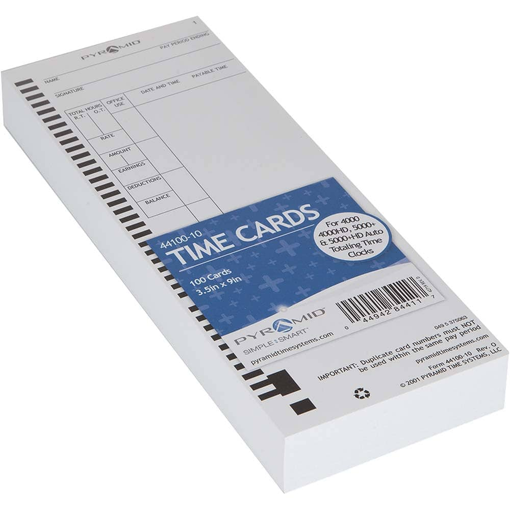 Pyramid - Time Cards & Time Clock Accessories Type: Weekly/Bi-Weekly/Twice Monthly Time Cards For Use With: PTI - M-4000 Time Recorder - Americas Industrial Supply