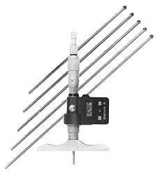 Fowler - 0 to 150mm Range, 4" Base Length, 6 Rods, Friction Thimble, Electronic Depth Micrometer - No Water Resistance Rating, 0.00005" Resolution, 0.176" Rod Diam, 357 Battery, - Americas Industrial Supply