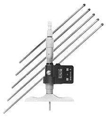 Fowler - 0 to 150mm Range, 4" Base Length, 6 Rods, Friction Thimble, Electronic Depth Micrometer - No Water Resistance Rating, 0.00005" Resolution, 0.176" Rod Diam, 357 Battery, - Americas Industrial Supply