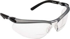 3M - +2, Clear Lenses, Scratch Resistant, Framed Magnifying Safety Glasses - UV Protection, Adjustable Temples, Silver/Black Plastic Frame, ANSI Z87.1-2010 - Americas Industrial Supply