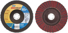 Norton - 36 Grit, 7" Disc Diam, 7/8" Center Hole, Type 29 Ceramic Flap Disc - 8,600 Max RPM, Fiberglass Backing, Arbor Attaching System, Coated - Americas Industrial Supply
