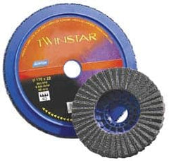 Norton - 80 Grit, 7" Disc Diam, 5/8-11 Center Hole, Type 27 Ceramic Flap Disc - 8,600 Max RPM, Plastic Backing, Arbor Attaching System, Coated - Americas Industrial Supply