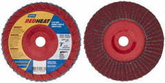 Norton - 60 Grit, 7" Disc Diam, 7/8" Center Hole, Type 27 Ceramic Flap Disc - 8,600 Max RPM, Plastic Backing, Arbor Attaching System, Coated - Americas Industrial Supply