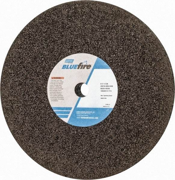 Norton - 8" Diam x 5/8" Hole x 1" Thick, Q Hardness, 16 Grit Surface Grinding Wheel - Zirconia Alumina, Type 1, Very Coarse Grade, 6,000 Max RPM, No Recess - Americas Industrial Supply
