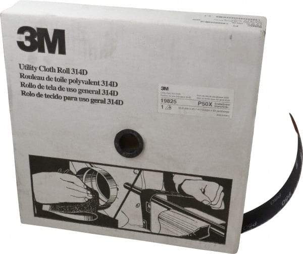 3M - 2" x 50 Yd 50 Grit Aluminum Oxide Cloth Roll - Coarse Grade, X Weighted Backing - Americas Industrial Supply