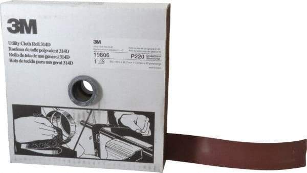 3M - 1-1/2" x 50 Yd 220 Grit Aluminum Oxide Cloth Roll - Very Fine Grade, J Weighted Backing - Americas Industrial Supply