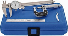 Value Collection - 3 Piece, Machinist Caliper and Micrometer Tool Kit - 0 to 1 Inch Micrometer, 0.0001 Inch Graduation - Americas Industrial Supply