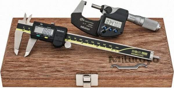 Mitutoyo - 4 Piece, Machinist Caliper and Micrometer Tool Kit - 0 to 6 Inch Caliper, 0 to 1 Inch Micrometer, 0.0001 Inch Graduation - Americas Industrial Supply